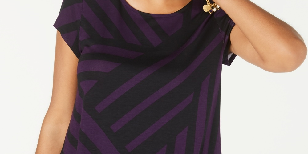 Alfani Women's Printed T-Shirt Purple Size Small