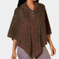 Karen Scott Women's Textured Short Sleeve Collared Poncho Sweater Red Size Small
