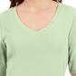 Karen Scott Women's Button Detail V Neck Top Green Size Small