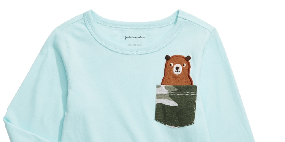 First Impressions Boy's Cotton Teddy Bear Pocket T-Shirt  Blue Size 18