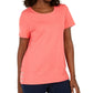 Karen Scott Women's Button Hem Scoop Neck Cotton Top Orange Size Large