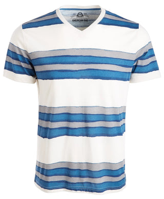 American Rag Men's V Neck Watermark Striped T-Shirt White Size Large
