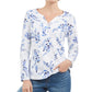 Karen Scott Women's Printed Henley Top Blue Size X-Small