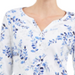 Karen Scott Women's Printed Henley Top Blue Size X-Small