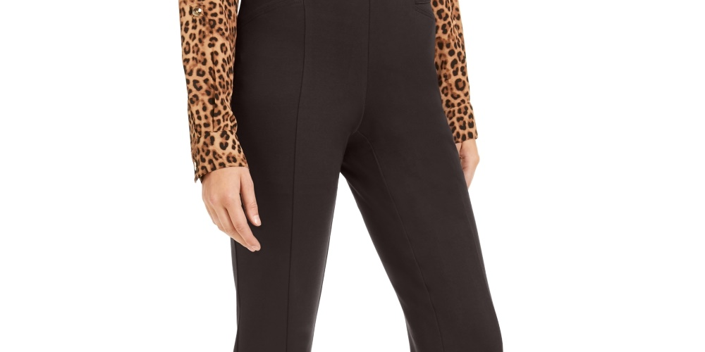 INC International Concepts Women's High Waist Curvy Fit Bootcut Ponte Pants Brown Size 6