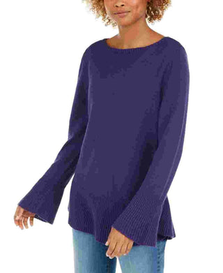 Style & Co Women's Ruffle Hem Knit Sweater  Purple Size Medium