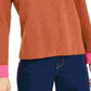 Bar III Women's Long Sleeve Jewel Neck Top Brown Size Small