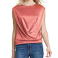 DKNY Women's Pink Sleeveless Jewel Neck Blouse Top Pink Size Large
