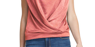 DKNY Women's Pink Sleeveless Jewel Neck Blouse Top Pink Size Large