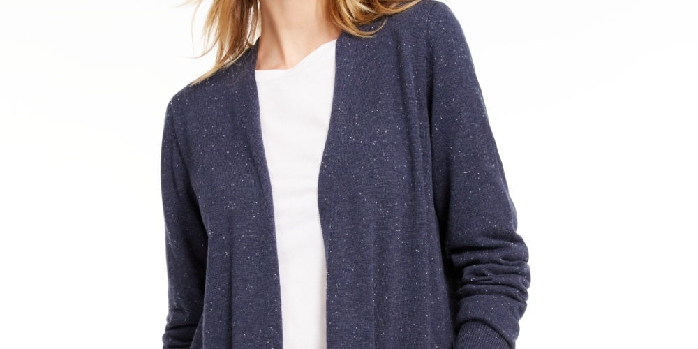 Maison Jules Women's Open Front Cardigan Sweater  Blue Size Small