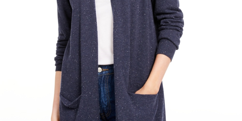 Maison Jules Women's Open Front Cardigan Sweater  Blue Size Small