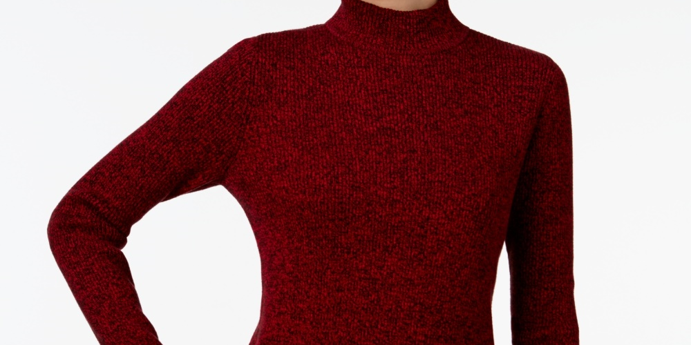 Karen Scott Women's Petite Ribbed-Knit Cotton Turtleneck Bright Red Petite X-Large