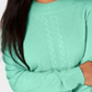 Karen Scott Women's Cable Knit Crewneck Sweater Aqua Size Petite L
