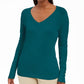 JM Collection Women's Button Cuff V Neck Pullover Sweater Blue Size Large