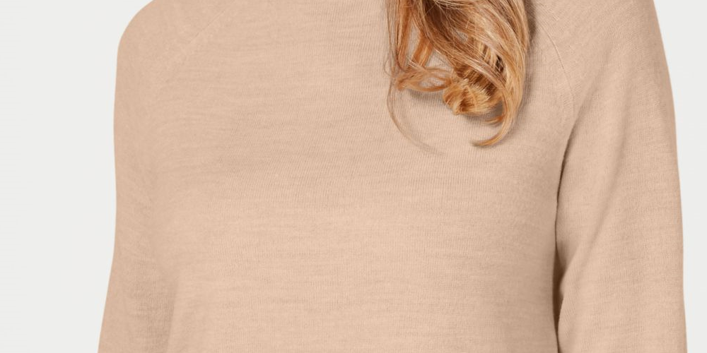 Karen Scott Womens Long Sleeve Crew Neck Top Brown Size Petite Large