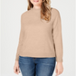Karen Scott Womens Long Sleeve Crew Neck Top Brown Size Petite Large