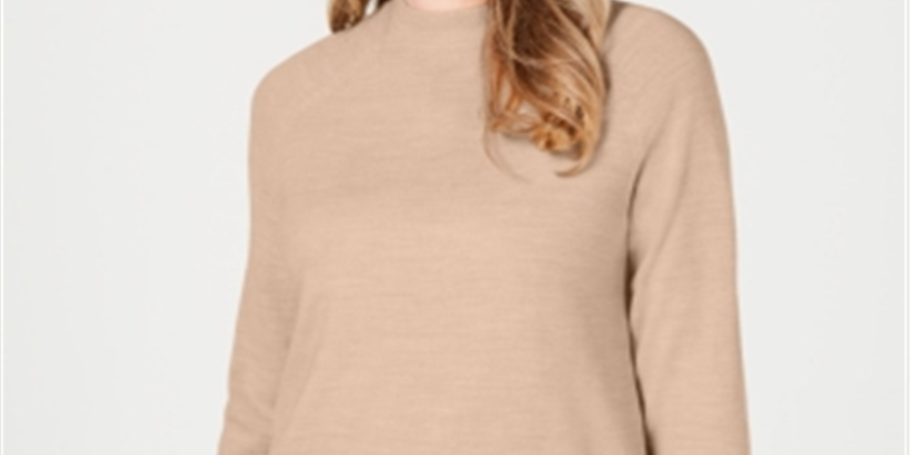 Karen Scott Womens Long Sleeve Crew Neck Top Brown Size Petite Large
