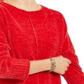 Style & Co Women's Chenille Sweater Red Polish Size Petite L