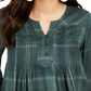 Style & Co Women's Plaid Split Neck Top Green Size Large