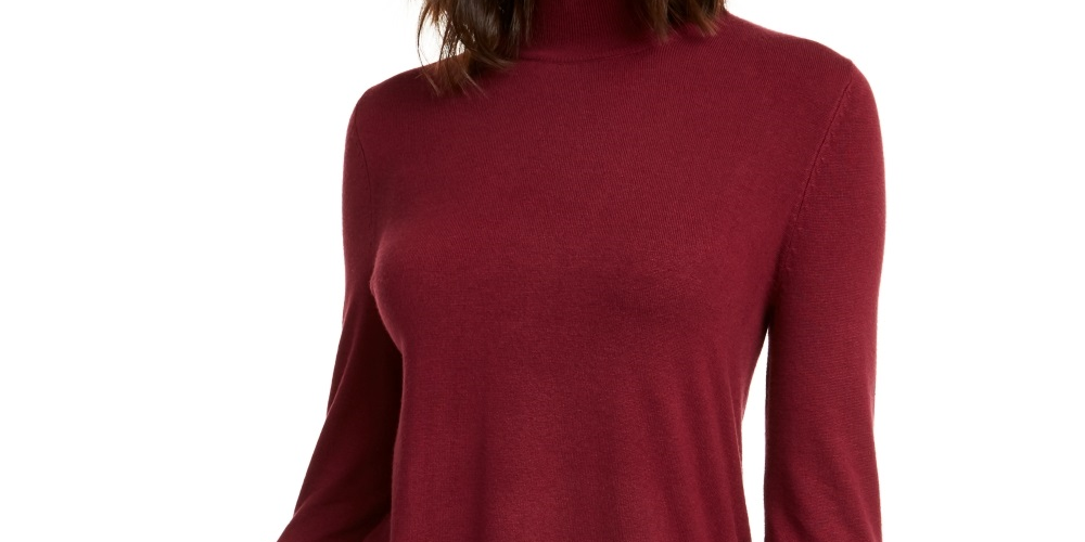 Alfani Women's Faux Fur Cuff Mock Neck Sweater Red Size XX-Large