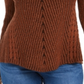 Style & Co Women's Textured Speckle Long Sleeve Jewel Neck T-Shirt Sweater Brown Size Petite Large