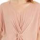 Style & Co Women's Crinkled Twist Front Top Pink Size Petite X-Large