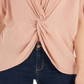 Style & Co Women's Crinkled Twist Front Top Pink Size Petite X-Large