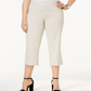 JM Collection Women's Plus Tummy Control Pull on Capri Pants Stonewall Size 0X