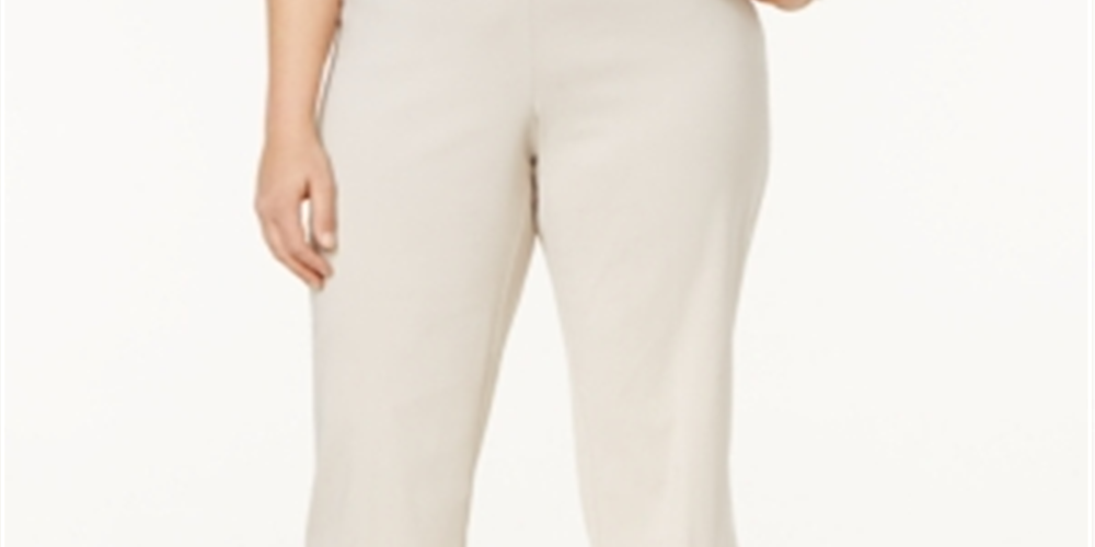 JM Collection Women's Plus Tummy Control Pull on Capri Pants Stonewall Size 0X