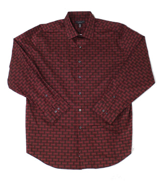 Alfani Men's Athletic Fit Stretch Printed Shirt Dress Red Size 15