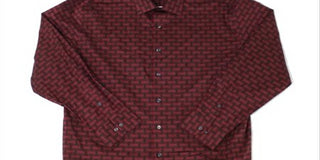 Alfani Men's Athletic Fit Stretch Printed Shirt Dress Red Size 15