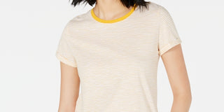 Maison Jules Women's Crewneck Ringer T-Shirt Gold Size XX-Large