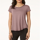Alfani Women's Satin Trim High Low T-Shirt Pink Size Petite S/M