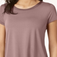 Alfani Women's Satin Trim High Low T-Shirt Pink Size Petite S/M