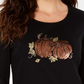 Karen Scott Women's Cotton Pumpkin Graphic Top  Black Size Medium