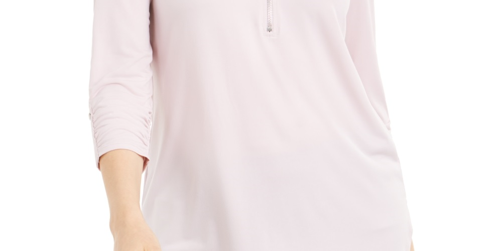 JM Collection Women's Zipper Trim Top Pink Size Petite Medium