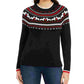 Charter Club Women's Fair Isle Crewneck Sweater  Black Size Petite Small