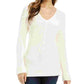 Charter Club Women's Ivory Printed Long Sleeve V Neck Blouse Sweater White Size Petite X-Large