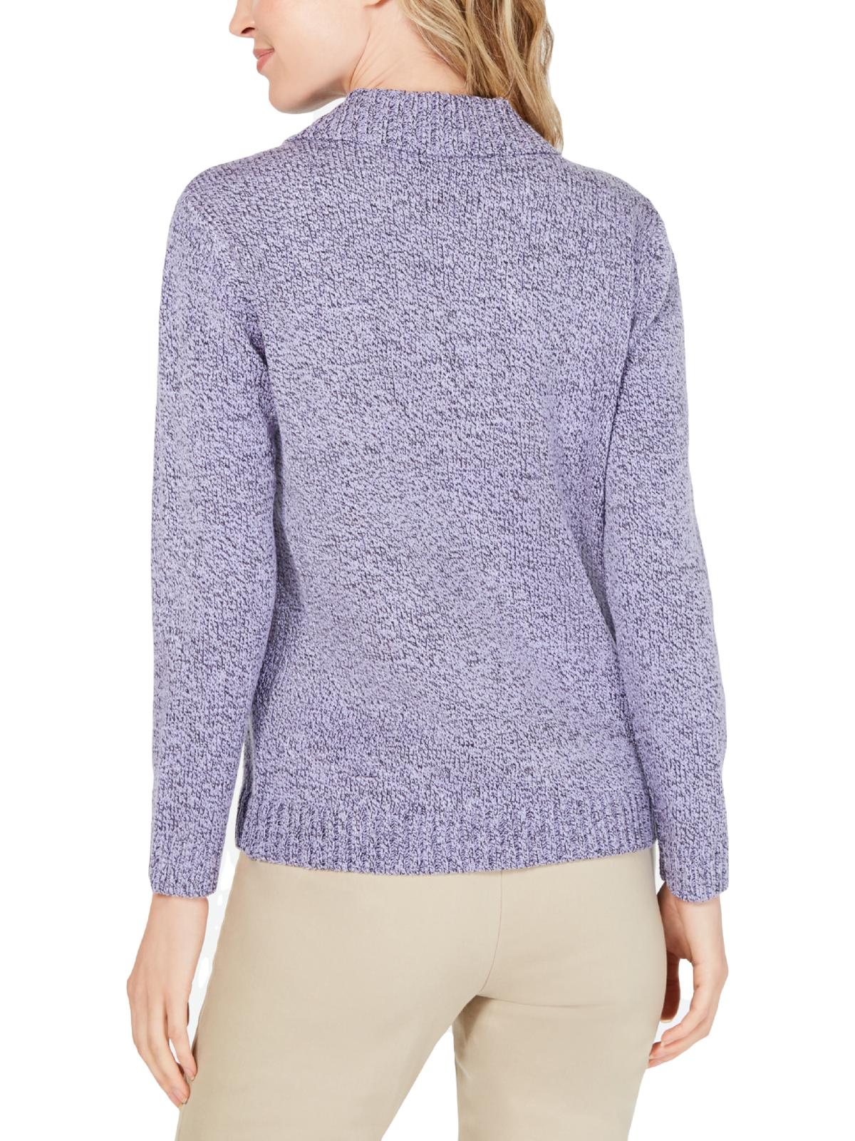 Karen Scott Women's Point Collar Sweater Lavander Size -Petite L