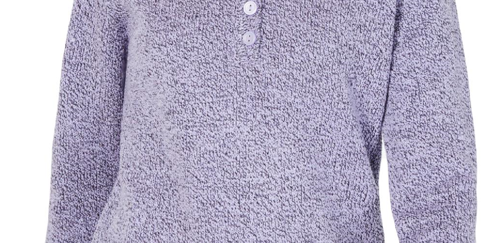 Karen Scott Women's Point Collar Sweater Lavander Size -Petite L
