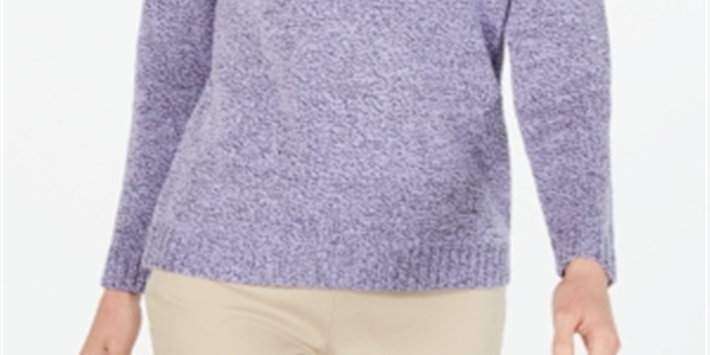 Karen Scott Women's Point Collar Sweater Lavander Size -Petite L