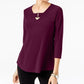 Alfani Women's Buckle Detail Tunic Red Size Petite Medium