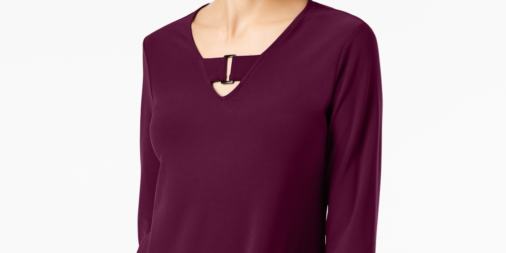 Alfani Women's Buckle Detail Tunic Red Size Petite Medium