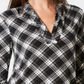 Charter Club Women's Printed Top Plaid Combo Black-White Size Petite S