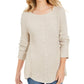 Style & Company Women's Textured Speckle Long Sleeve Jewel Neck Sweater Beige Size Petite X-Large