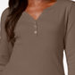 Karen Scott Women's Cotton Henley Neck Top Chestnut Size Petite S/M