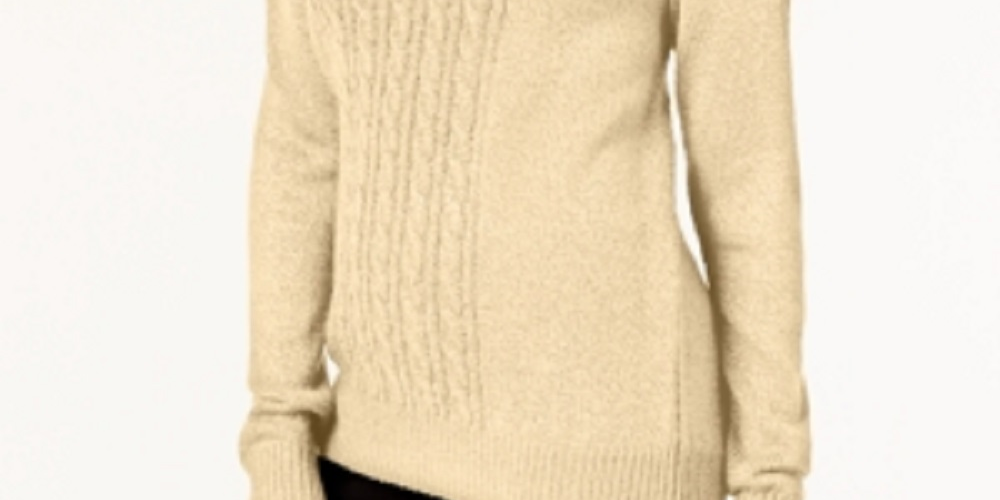 Karen Scott Women's Petite Cable-Knit Sweater  Yellow Size Petite X-Large