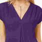INC International Concepts Women's Inverted-Pleat V-Neck Top Purple Size X-Small