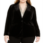 Calvin Klein Women's Plus Velvet One Button Blazer Black Size 14