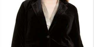 Calvin Klein Women's Plus Velvet One Button Blazer Black Size 14